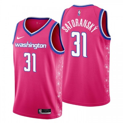 Nike Washington Wizards #31 Tomas Satoransky Men's 2022-23 City Edition NBA Jersey - Cherry Blossom Pink Men's